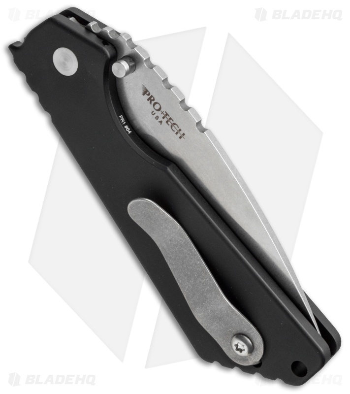 Strider + Pro-Tech SnG AutoKnife Solid Black Aluminum (3.5" Stonewash) 2401
