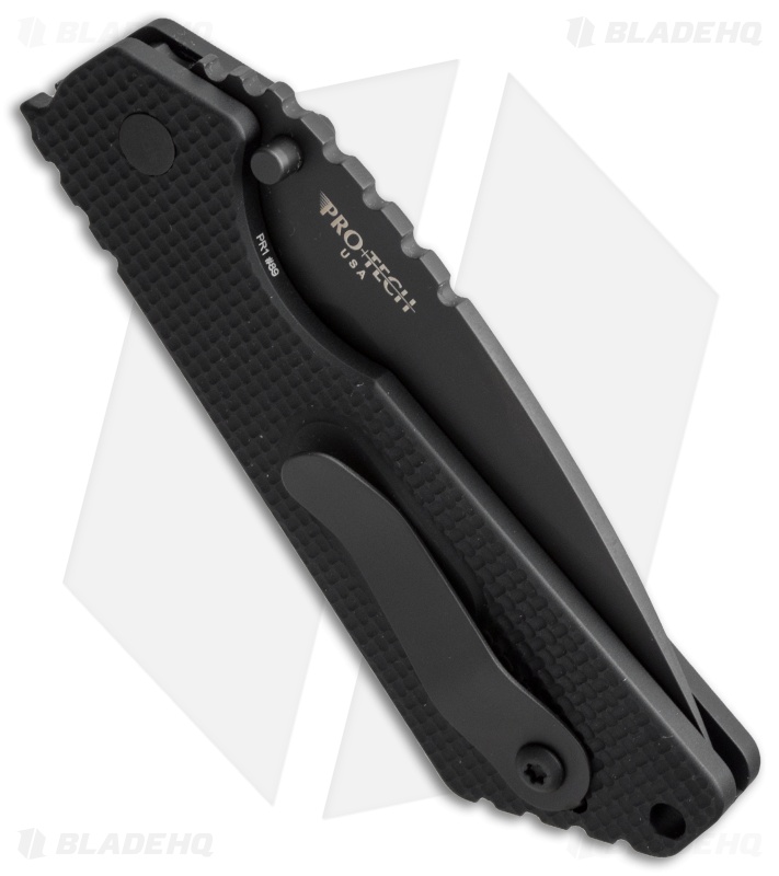 Strider + Pro-Tech SnG Automatic Knife Knurled Aluminum w/Safety (3.5" Black)