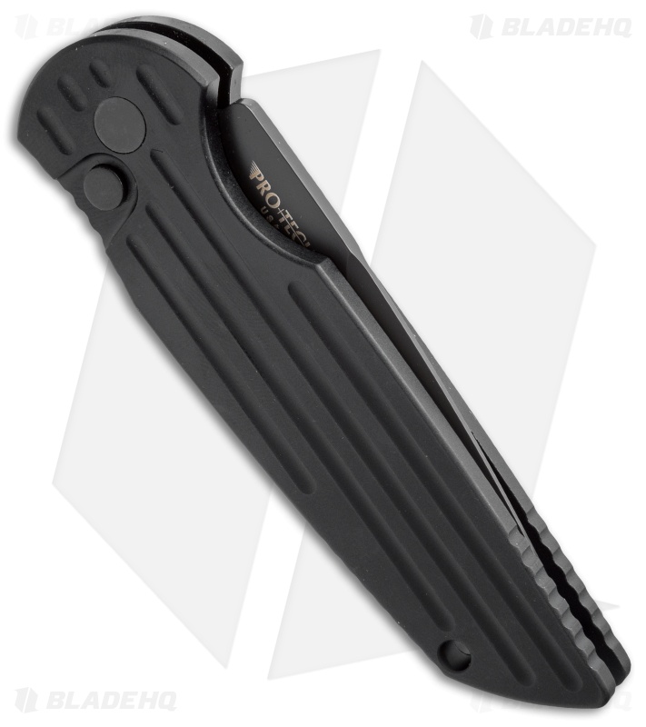 Pro-Tech TR-3 Tactical Response Automatic Knife Grooved Left-Handed (3.5" Black)