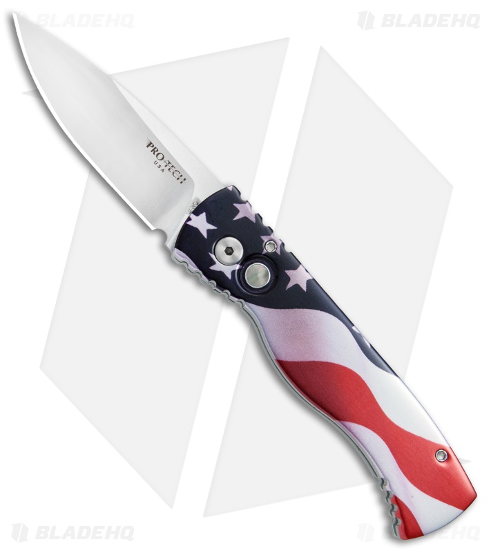 Pro-Tech Custom TR-2 Automatic Knife US Flag PK Print Ano (3" Satin)