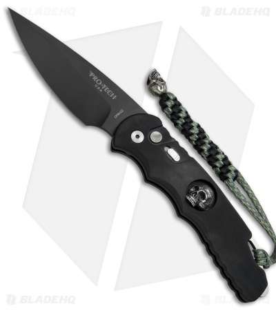 Pro-Tech TR-4 Limited Edition Johnny Skull Automatic Knife (4" Black) J10R