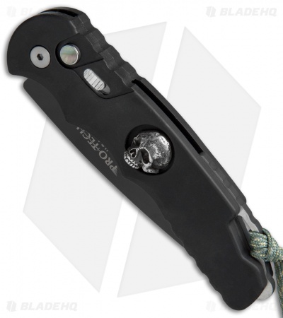 Pro-Tech TR-4 Limited Edition Johnny Skull Automatic Knife (4" Black) J10R