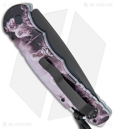 Pro-Tech TR-4 Skull Custom Automatic Knife  Four Horsemen Scene (4" Black)