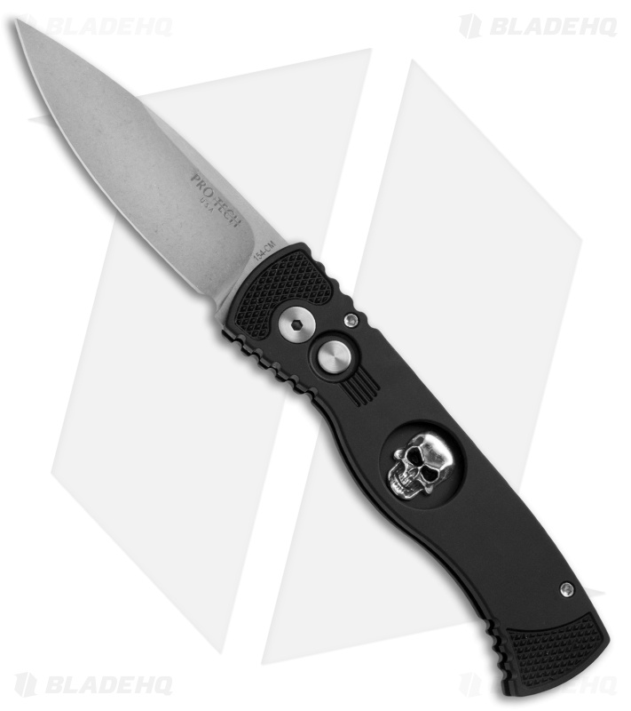 Pro-Tech TR-2.60 Skull Tactical Response Automatic Knife Black (3" Stonewash)
