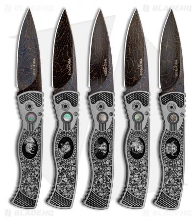 Protech Custom TR-2 Big 5 Set Automatic Knives Stainless Steel (Damascus) 