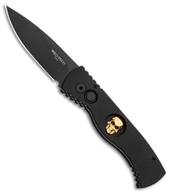 Pro-Tech TR-2 L.E. Gold Skull SWAT Tactical Response Automatic Knife (3" Black)