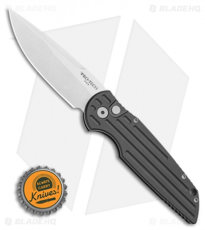 Pro-Tech Tactical Response TR-3 Knife Black Aluminum w/ Grooves (3.5" Stonewash)