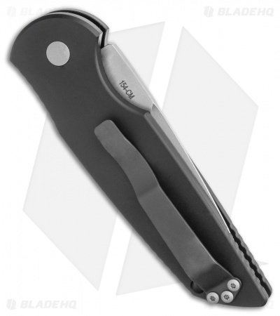 Pro-Tech Tactical Response TR-3 Knife Black Aluminum w/ Grooves (3.5" Stonewash)
