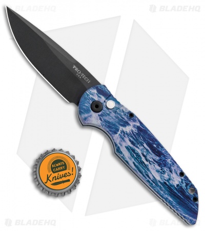 Pro-Tech TR-3 Automatic Knife Custom PK Anodized "Blue Abyss" Print (3.5" Black)