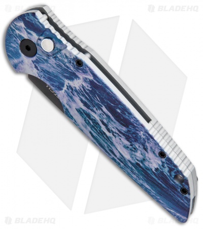 Pro-Tech TR-3 Automatic Knife Custom PK Anodized "Blue Abyss" Print (3.5" Black)