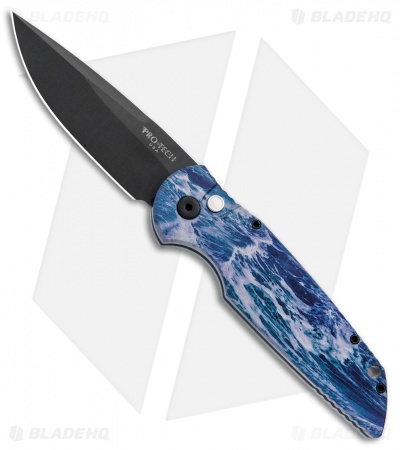 Pro-Tech TR-3 Automatic Knife Custom PK Anodized "Blue Abyss" Print (3.5" Black)