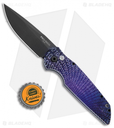 Pro-Tech TR-3 Automatic Knife Custom PK Anodized "Binary" Print (3.5" Black)