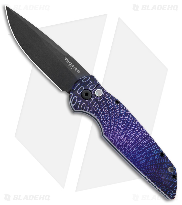 Pro-Tech TR-3 Automatic Knife Custom PK Anodized "Binary" Print (3.5" Black)