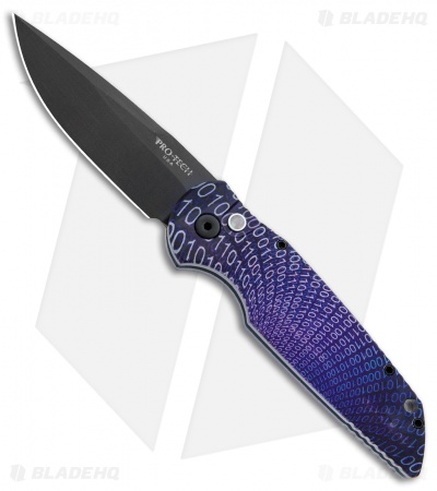Pro-Tech TR-3 Automatic Knife Custom PK Anodized "Binary" Print (3.5" Black)