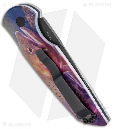 Pro-Tech TR-3 Automatic Knife Custom PK Anodized "Trout" Print (3.5" Black)
