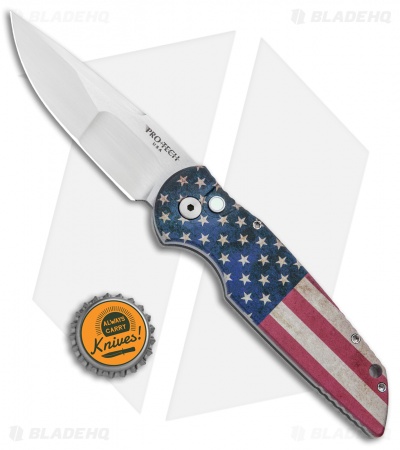 Pro-Tech TR-3 Automatic Knife PK Custom Vintage Flag (3.5" Hand Ground)