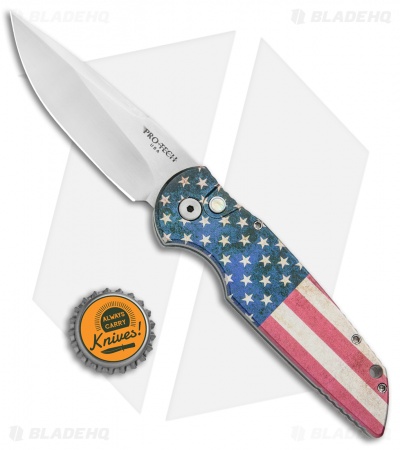 Pro-Tech TR-3 Automatic Knife PK Custom Vintage Flag (3.5" Hand Satin)