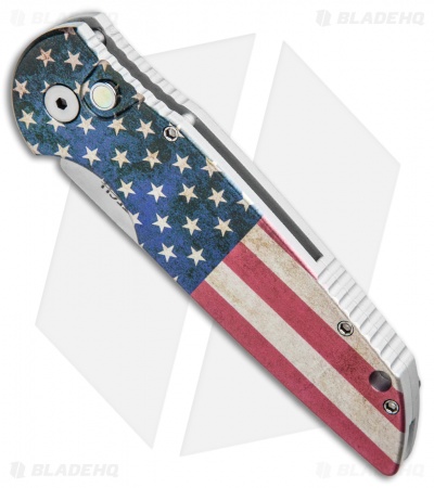 Pro-Tech TR-3 Automatic Knife PK Custom Vintage Flag (3.5" Hand Satin)