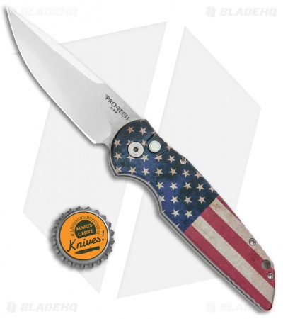 Pro-Tech TR-3 Automatic Knife PK Custom Vintage Flag (3.375" Mirror)