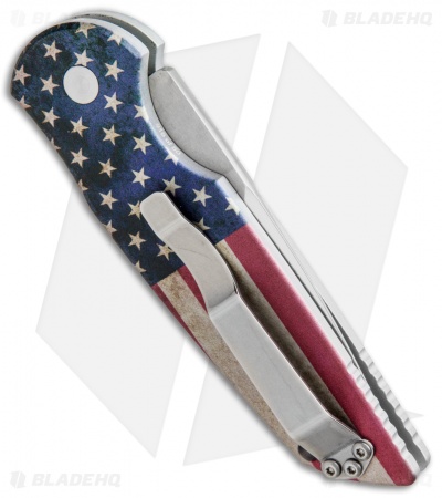 Pro-Tech TR-3 Automatic Knife PK Custom Vintage Flag (3.375" Mirror)
