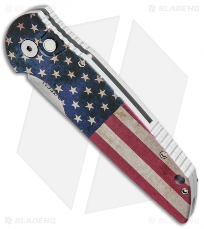 Pro-Tech TR-3 Automatic Knife PK Custom Vintage Flag (3.375" Mirror)