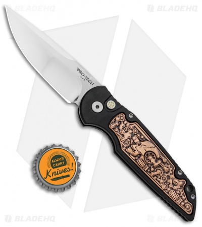 Pro-Tech TR-3 Custom Shaw Steampunk Automatic Knife Copper/Black (3.3" Mirror)