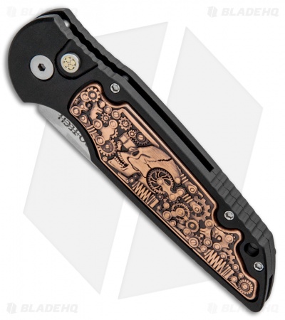 Pro-Tech TR-3 Custom Shaw Steampunk Automatic Knife Copper/Black (3.3" Mirror)