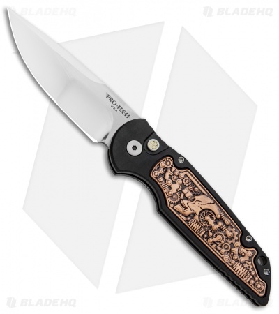 Pro-Tech TR-3 Custom Shaw Steampunk Automatic Knife Copper/Black (3.3" Mirror)