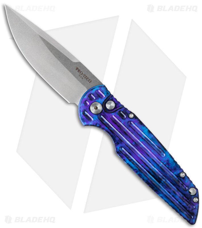 Pro-Tech TR-3 Tactical Response Knife Blue Jazz + Grooves (3.5" Stonewash) J1