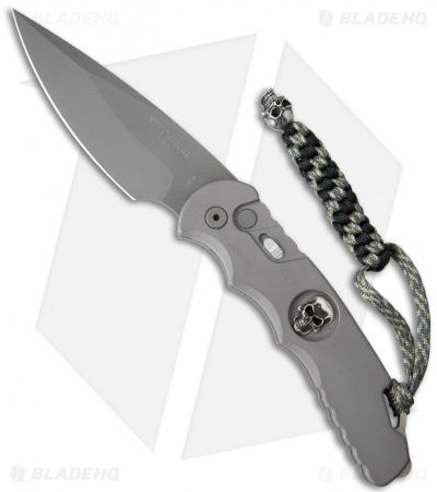 Protech TR-4 Skull Automatic Knife Gray (4" Bead Blast) TR-4.59