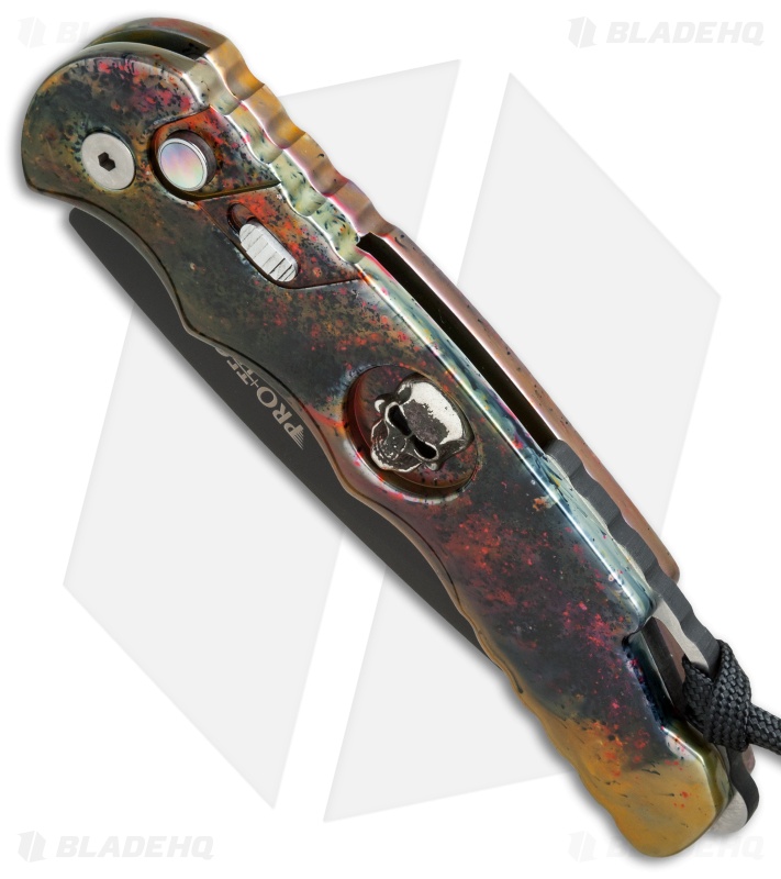 Pro-Tech TR-4 Skull Automatic Knife Gold Splash (4" Black)