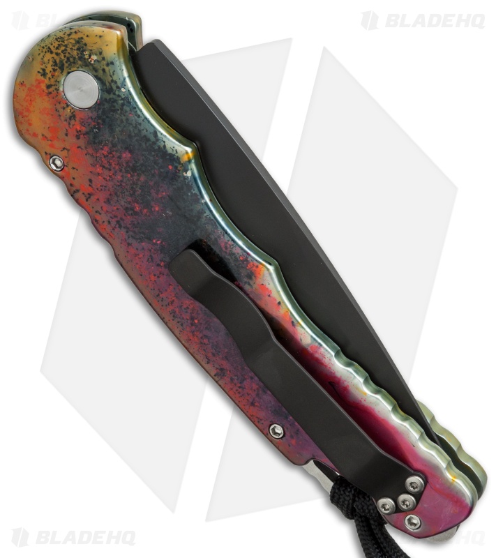 Pro-Tech TR-4 Skull Automatic Knife Gold Splash (4" Black)