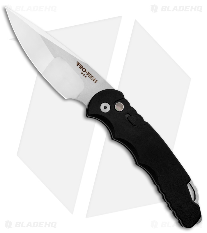 Pro-Tech TR-4 Automatic Knife Black Aluminum MOP Button (4" Compound Mirror)