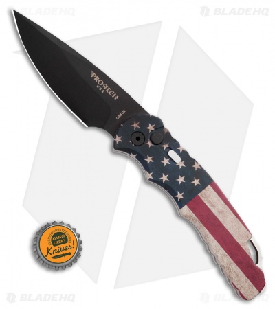 Pro-Tech TR-4 Automatic Knife Custom PK Vintage Flag (4" Black)