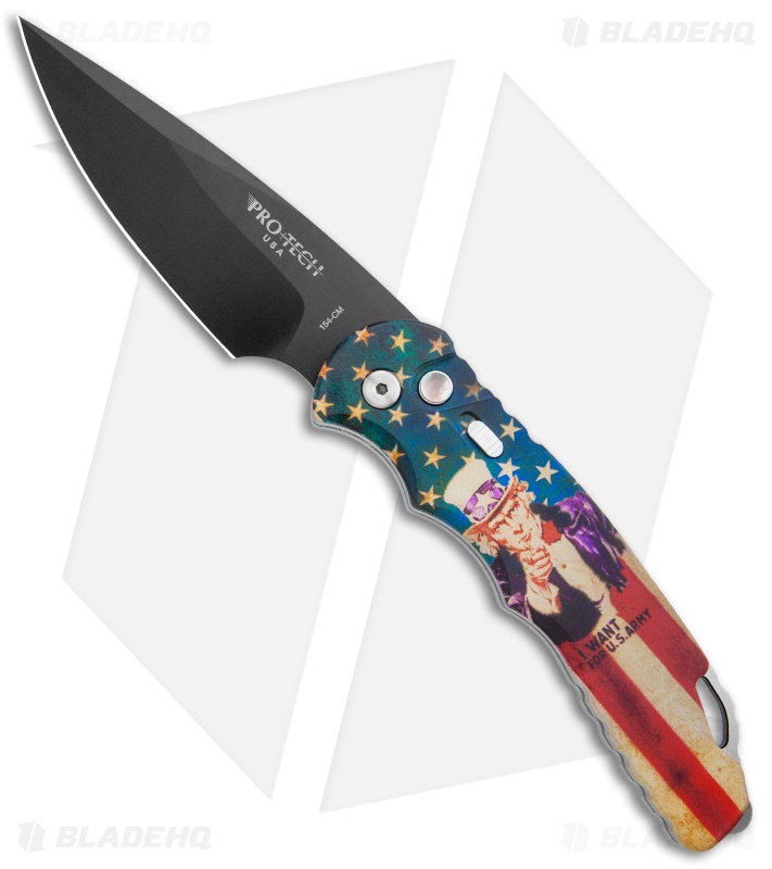 Pro-Tech TR-4 Automatic Knife Custom PK Vintage Flag Uncle Sam (4" Black)