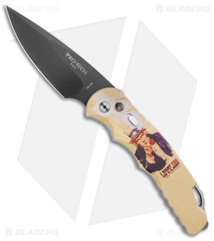Pro-Tech TR-4 Automatic Knife Custom PK Vintage Uncle Sam (4" Black)