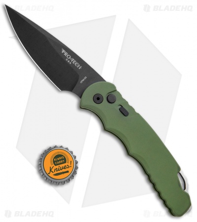 Protech TR-4.3 Green Tactical Response 4 Automatic Knife (4" Black D2)