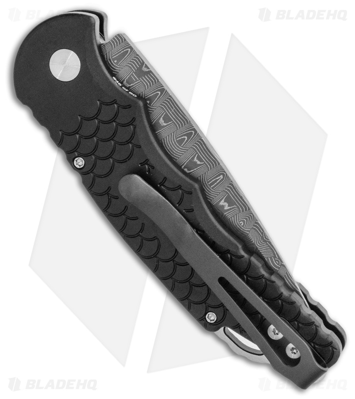 Pro Tech Custom Tr 5 Automatic Knife Black Fish Scale Damascus