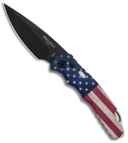 Pro-Tech TR-5 Automatic Knife Custom PK Vintage USA Flag (3.25" Black)