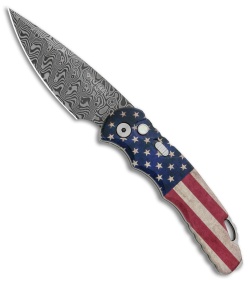  Pro-Tech TR-5 Automatic Knife Custom PK Vintage USA Flag (3.25" Damascus)