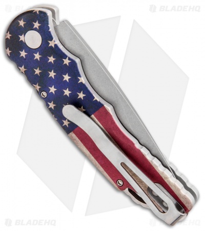 Pro-Tech TR-5 Automatic Knife Custom PK Vintage USA Flag (3.25" Stonewash)