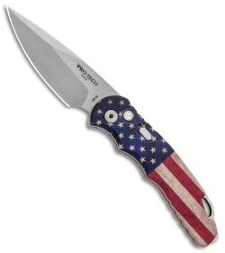 Pro-Tech TR-5 Automatic Knife Custom PK Vintage USA Flag (3.25" Stonewash)