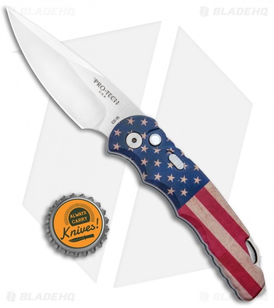 Pro-Tech TR-5 Automatic Knife Custom PK Vintage USA Flag (3.25" Satin)