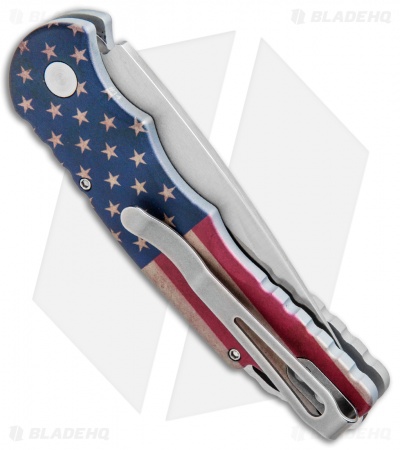 Pro-Tech TR-5 Automatic Knife Custom PK Vintage USA Flag (3.25" Satin)