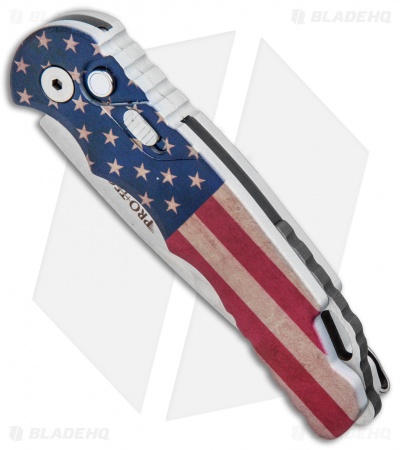 Pro-Tech TR-5 Automatic Knife Custom PK Vintage USA Flag (3.25" Satin)