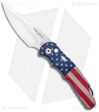 Pro-Tech TR-5 Automatic Knife Custom PK Vintage USA Flag (3.25" Satin)