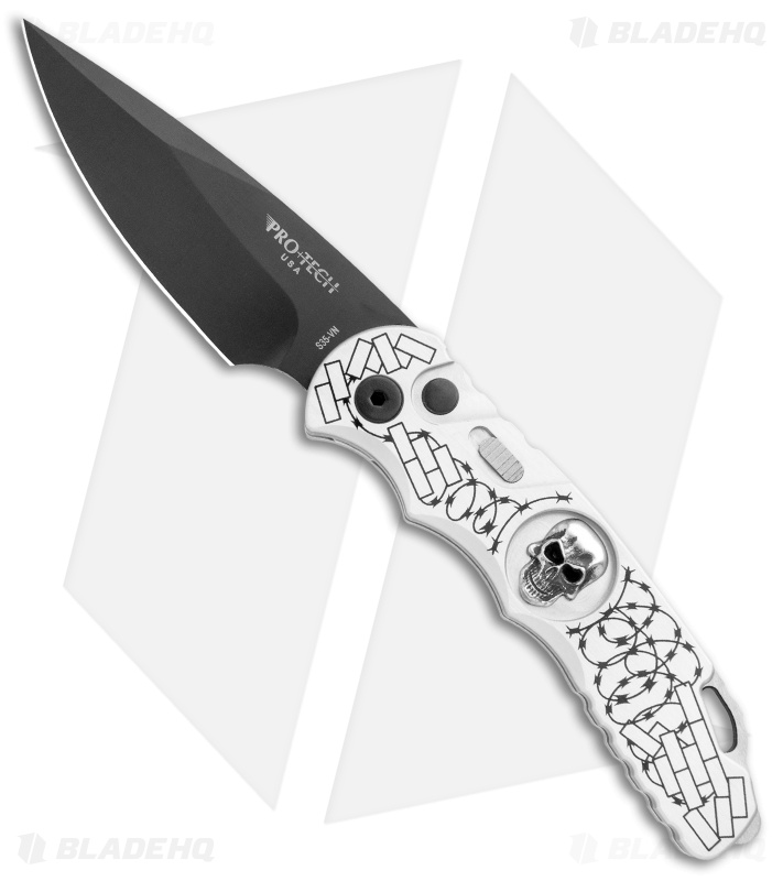 Pro-Tech TR-5 Skull Tactical Response Automatic Knife Barbed Wire (3.25" Black)