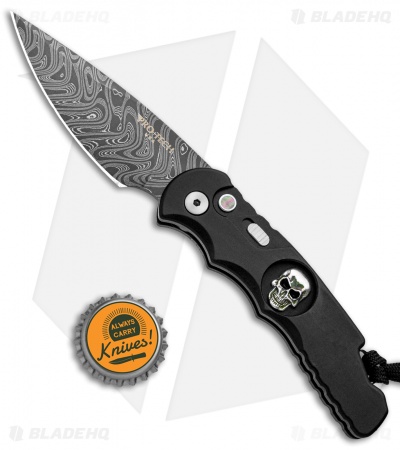 Pro-Tech TR-5 Skull Tactical Response Automatic Knife Black (3.25" Damascus)