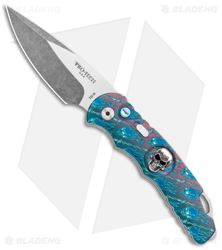 Pro-Tech TR-5 Skull Tactical Response Auto Blue Wire Skulls (3.25" Acid SW)