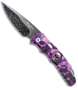 Pro-Tech TR-5 Skull Tactical Response Auto Knife Purple Skulls (3.25" Damascus)